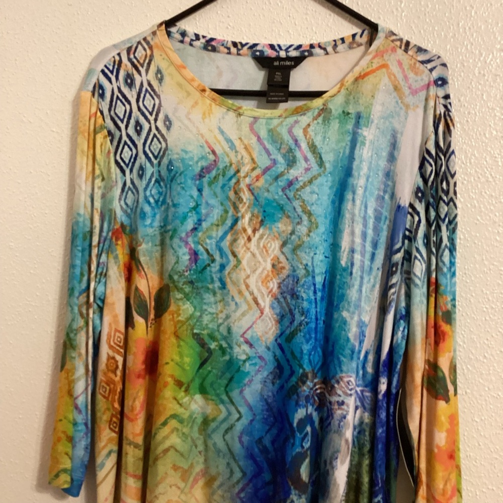 Ali Miles Multicolor Abstract Print Women's Top NWT